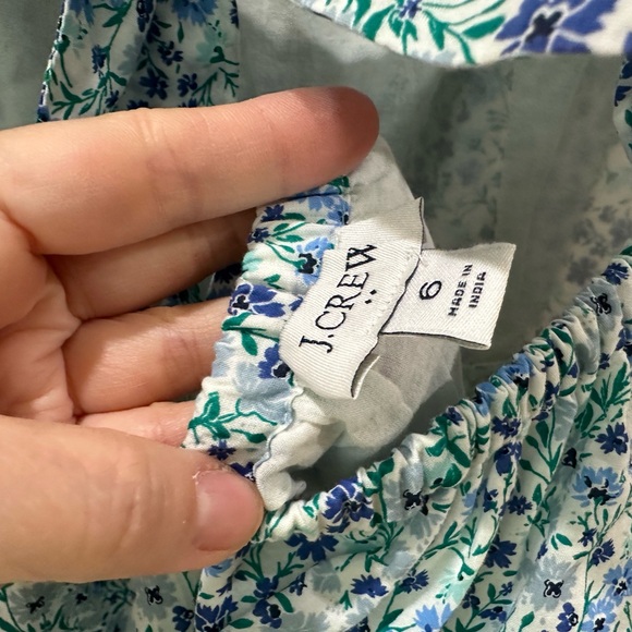 J.Crew Blue Floral Tiered Smocked Midi Dress Tie-Back Cutout Women’s Size 6 - Picture 6 of 8
